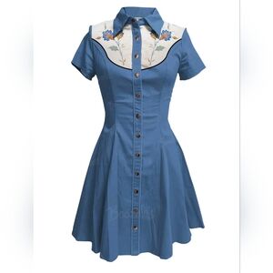 BoozeLele Western Floral Dress – Blue – Size XL